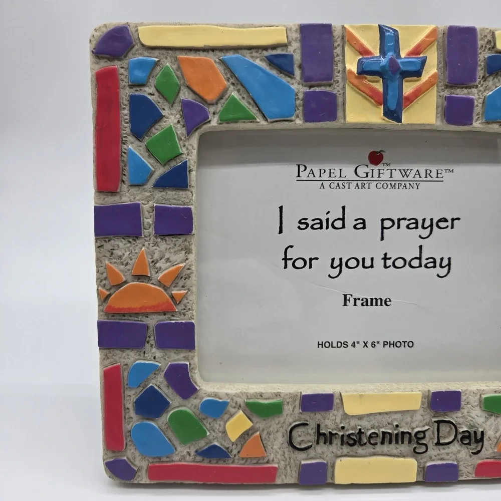 Papel Giftware‎ Christening Day Colorful Mosaic Style Resin Photo Frame 4x6